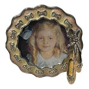 Jay Strongwater Pink Abigail Round Ballet Slipper Picture Frame